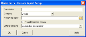 Custom Report Setup