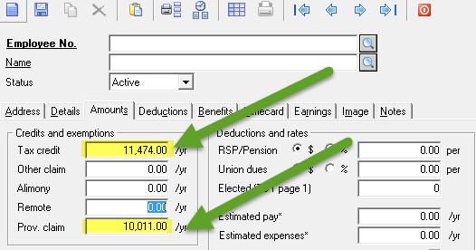 January 2016 Tax Credit amounts for payroll